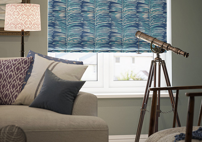 Melody Velvet, Blue Lagoon - Motorised Roman Blind - Image 5